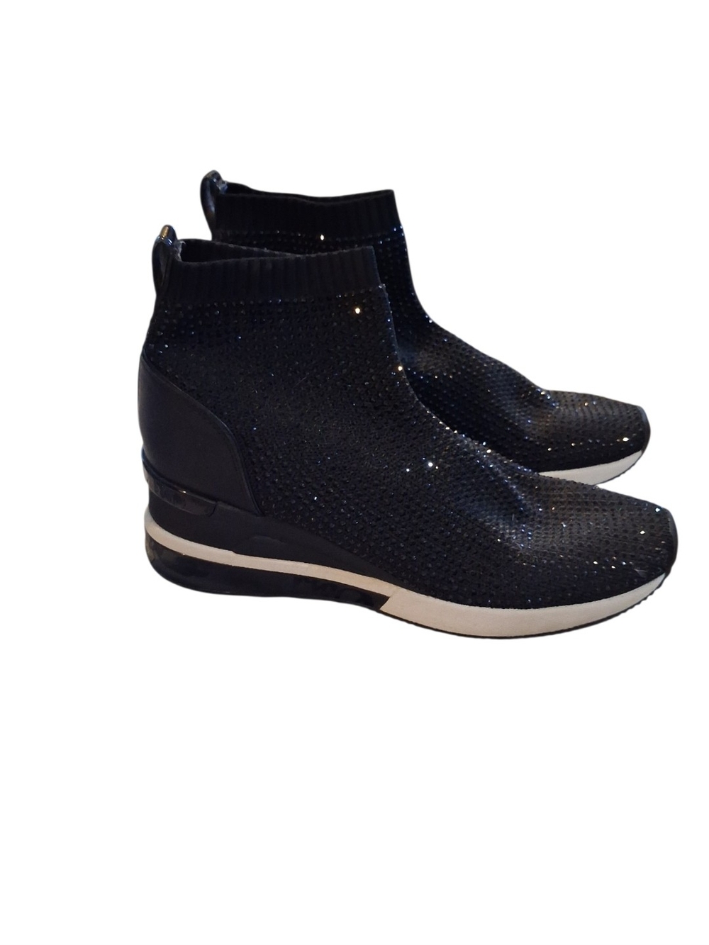 Black Sparkle Knit Wedge Sneaker Boots